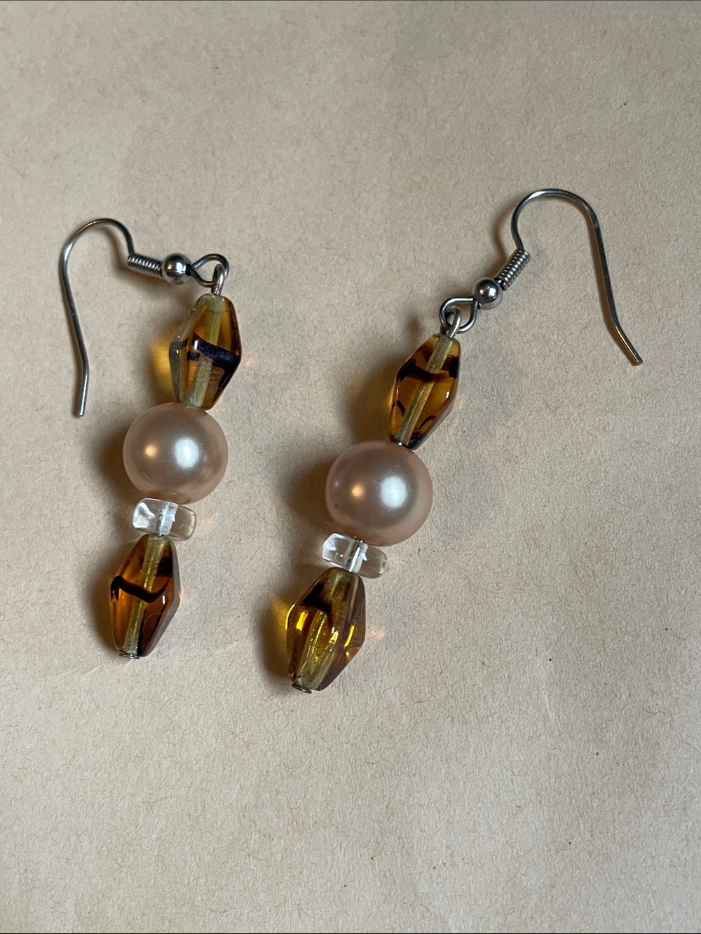 Croft & Barrow Brown Crystal and Pearl Earrings